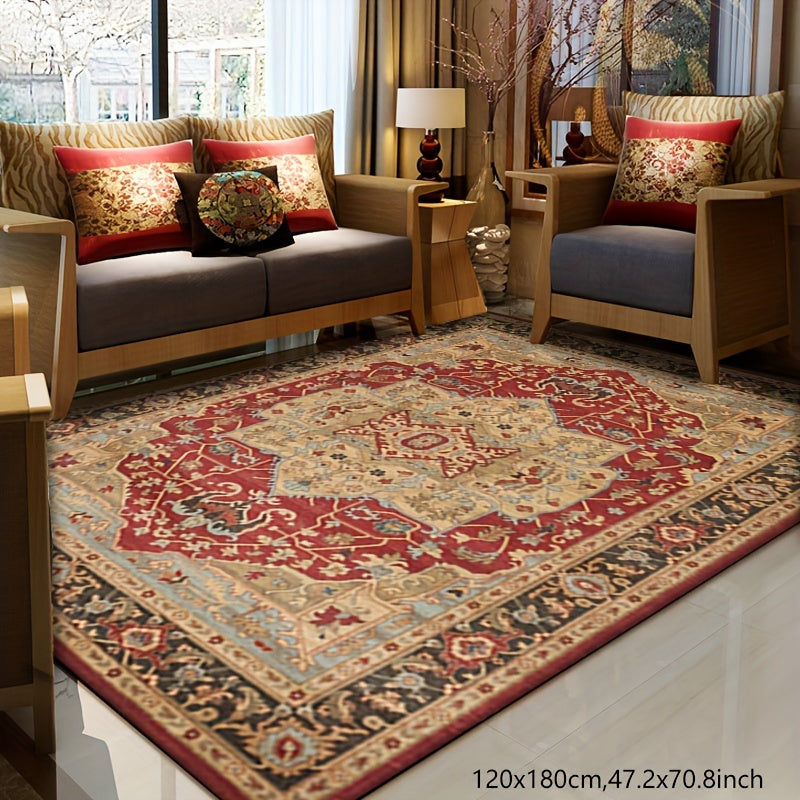 Retro Persian Carpet Bohemian Area Rug Ethnic Style Water Absorbent Non-Shedding Living Room Decor