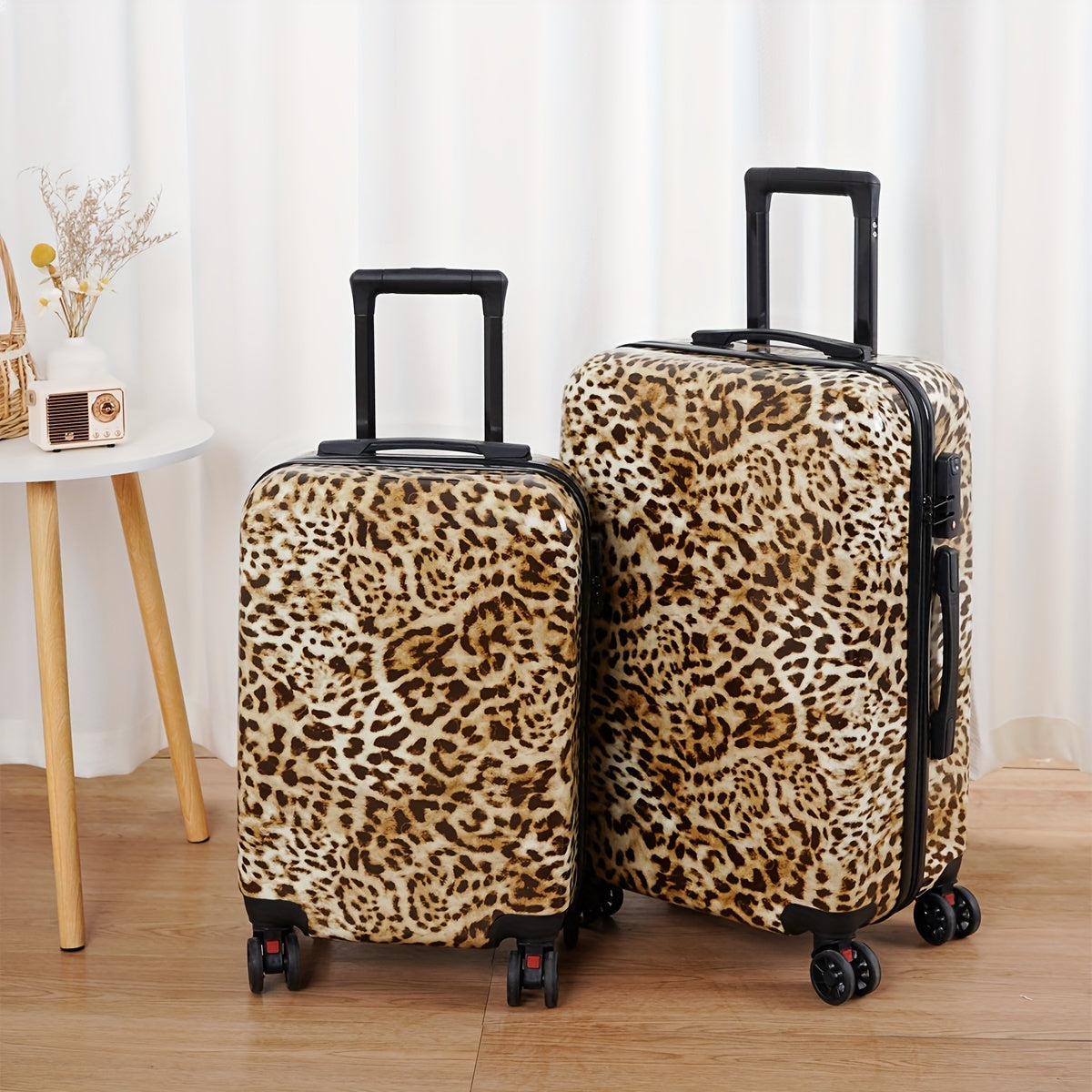 Leopard and Zebra Print Hard Shell Luggage with Spinner Wheels and TSA Lock
