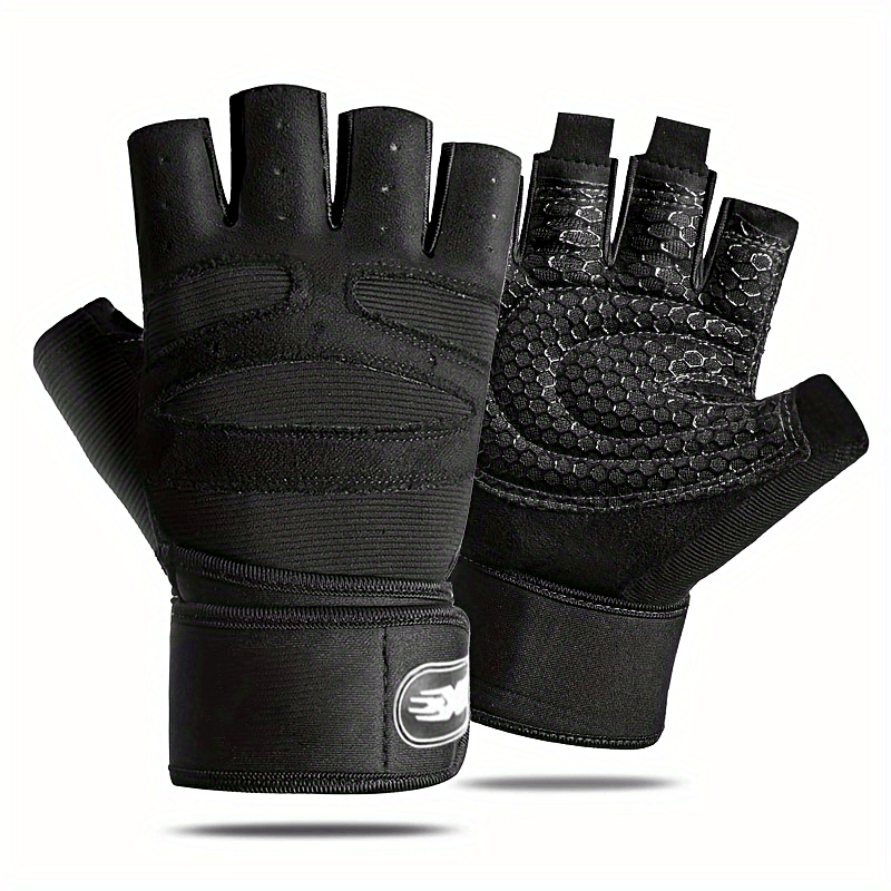 Unisex Polyurethane Gel Padded Fingerless Gloves Anti-Skid Compression