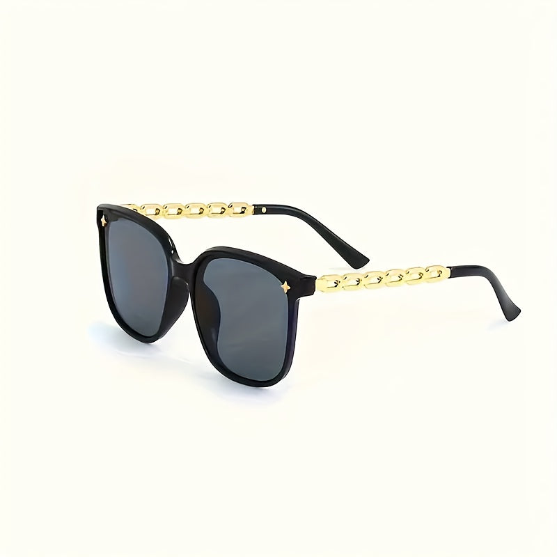 Black Polycarbonate Sunglasses with Gold Accents for Outdoor and Casual Wear