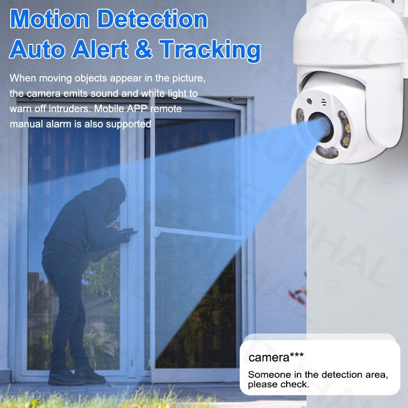 Uchastki bo'lmagan tashqi xavfsizlik kamerası 1080P To'liq HD 360 Grad Panoramik WiFi kuzatuvi