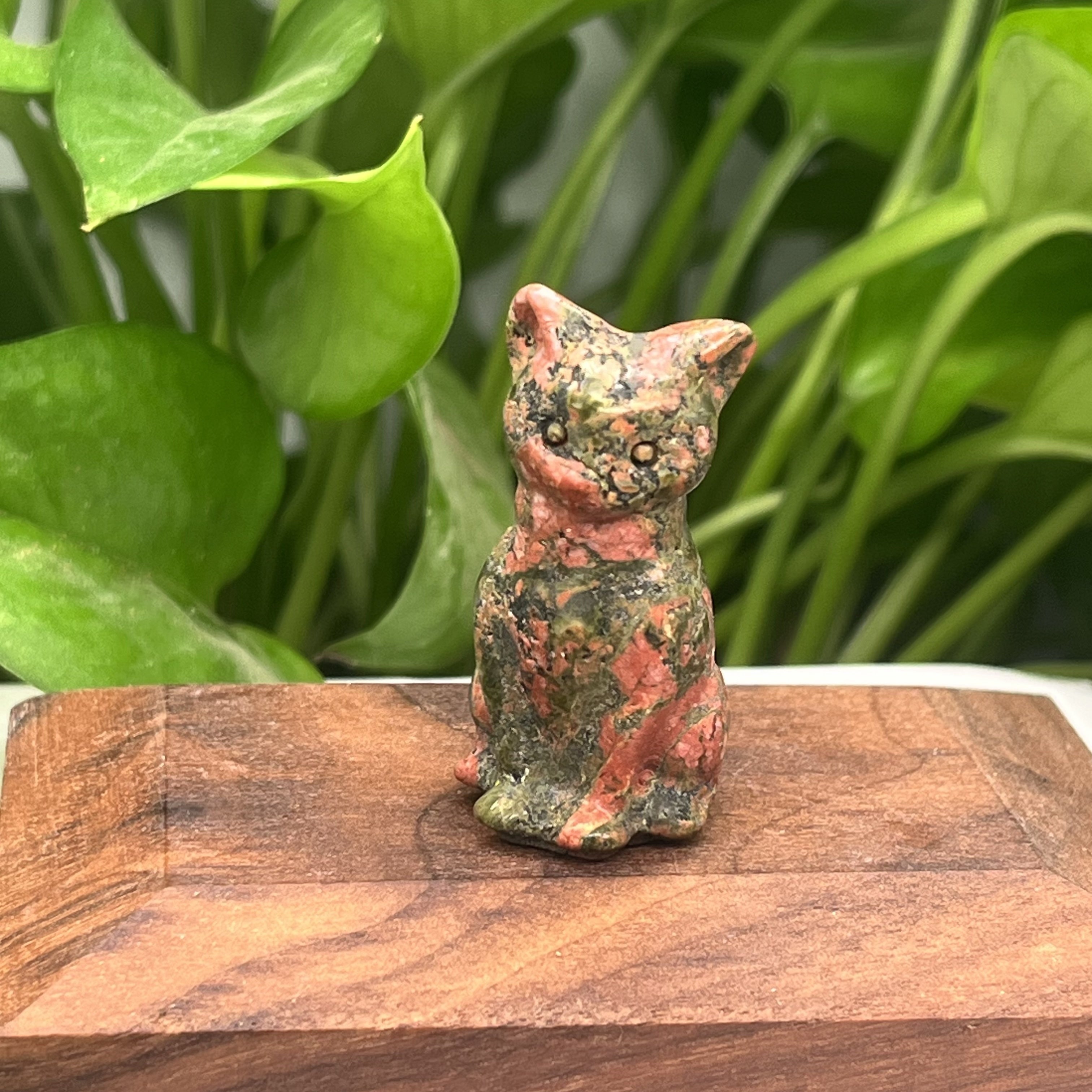 Натуральная кристальная резьба кота для домашнего декора, очаровательный стильный орнамент