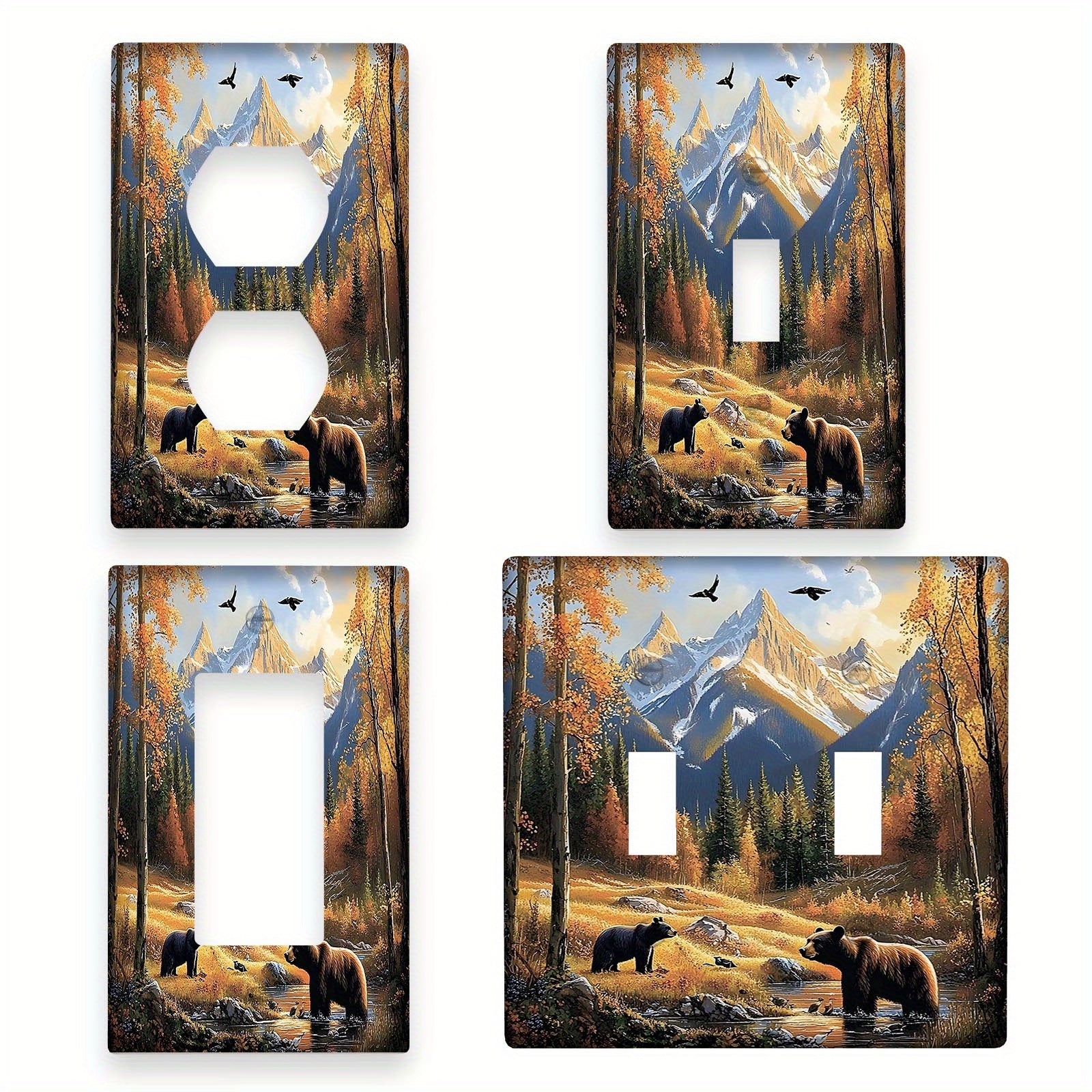 Forest Bears Light Switch Cover for Country Decor in Bathrooms Bedrooms Living Rooms No Power Needed