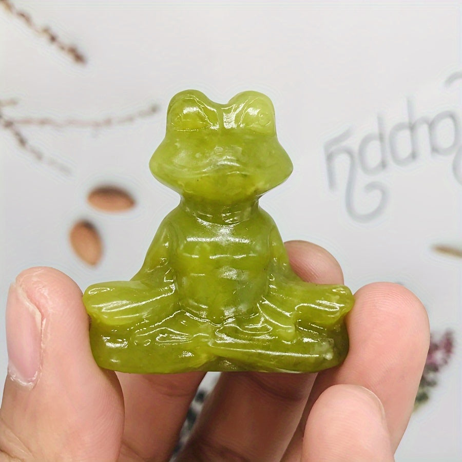 Natural Crystal Yoga Frog Figurine 40mm Hand-Carved Home Office Decor Gift