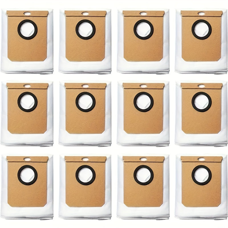 Упаковка из 12 сменных мешков для пыли для робота-пылесоса eufy L60 SES/L50 SES Hybrid с автопустой станцией, совместима с пылесосами Haier H9+ и Conga 9090 AI, включает в себя насадку для протирки из ткани.