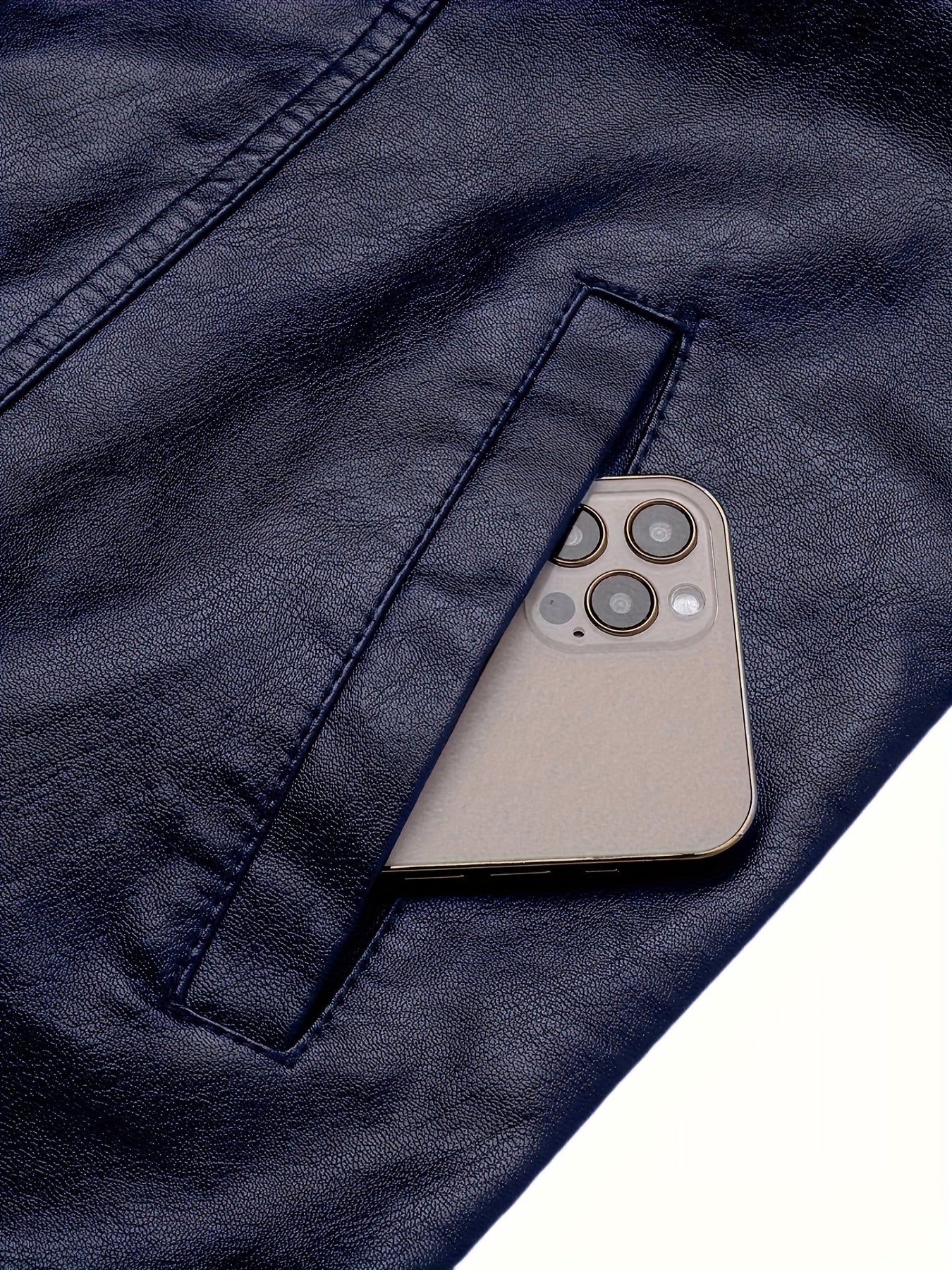 Erkaklar uchun tasodifiy PU charm kurtka, turli xil yenglar va fermuarli plakat bilan, oddiy moslashuv va uzun yenglar, cho'zilmaydigan to'qilgan moto uslubidagi tashqi kiyim.