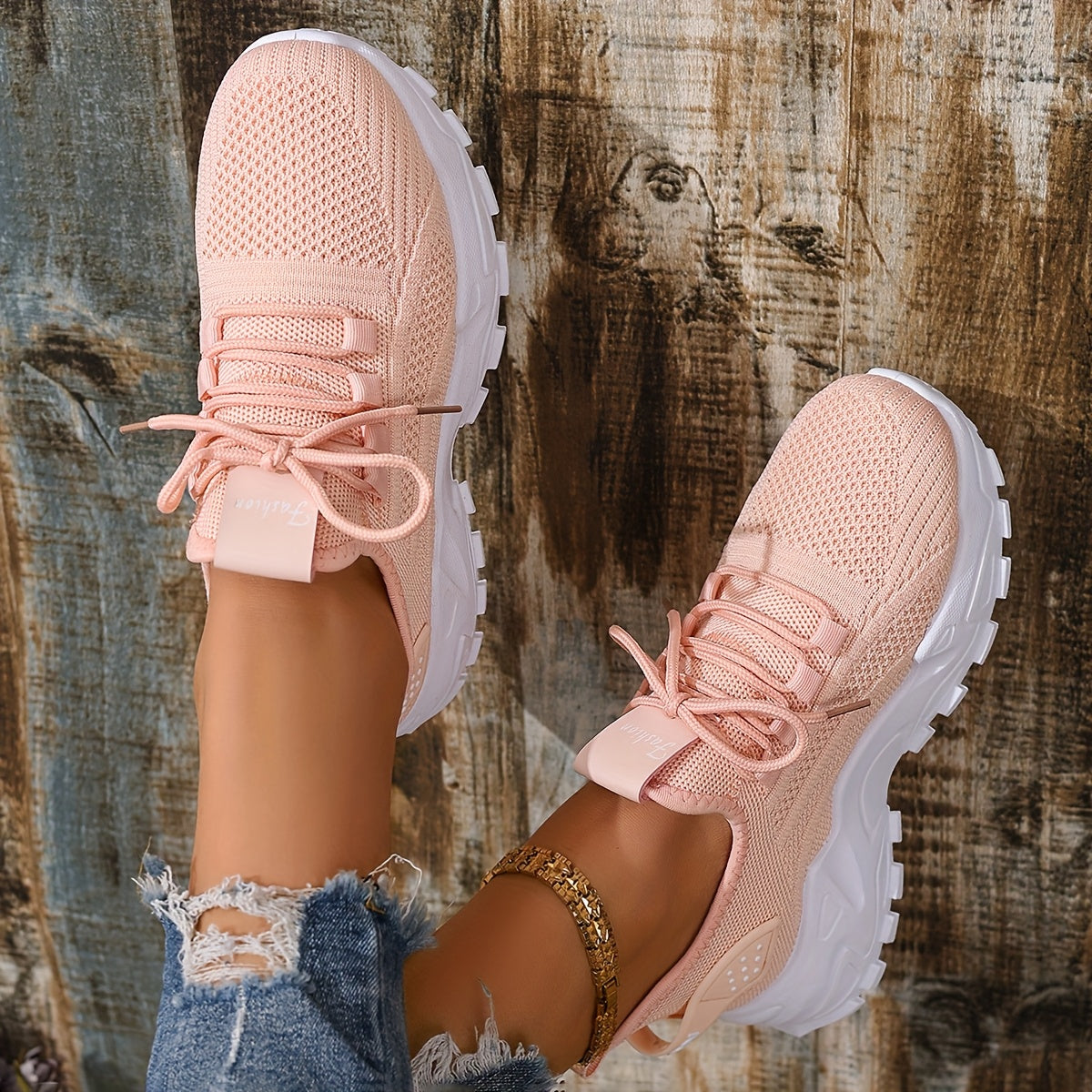 Women's White Mesh Lace Sneakers for Summer Running and Travel