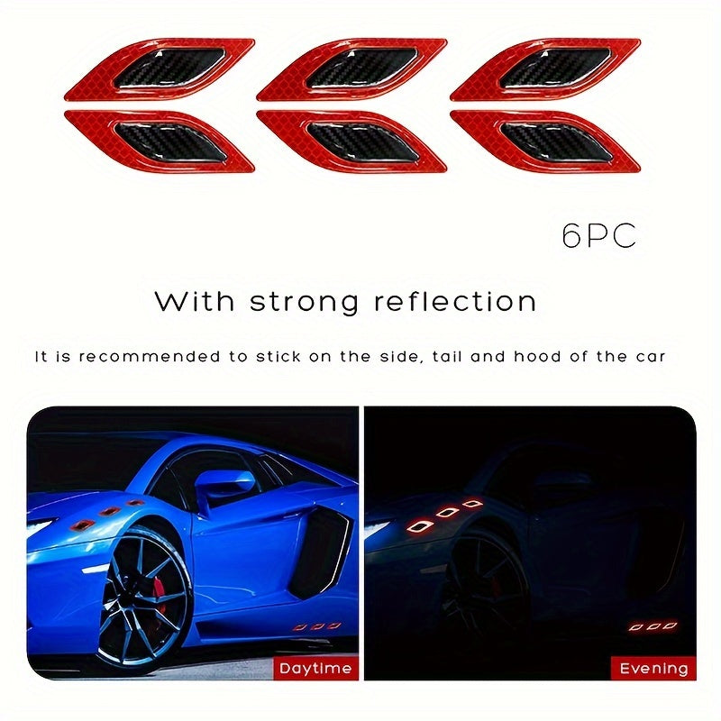 6pcs Car Reflective Decals Plastic Bumper Strips Scratch Masks for Safety