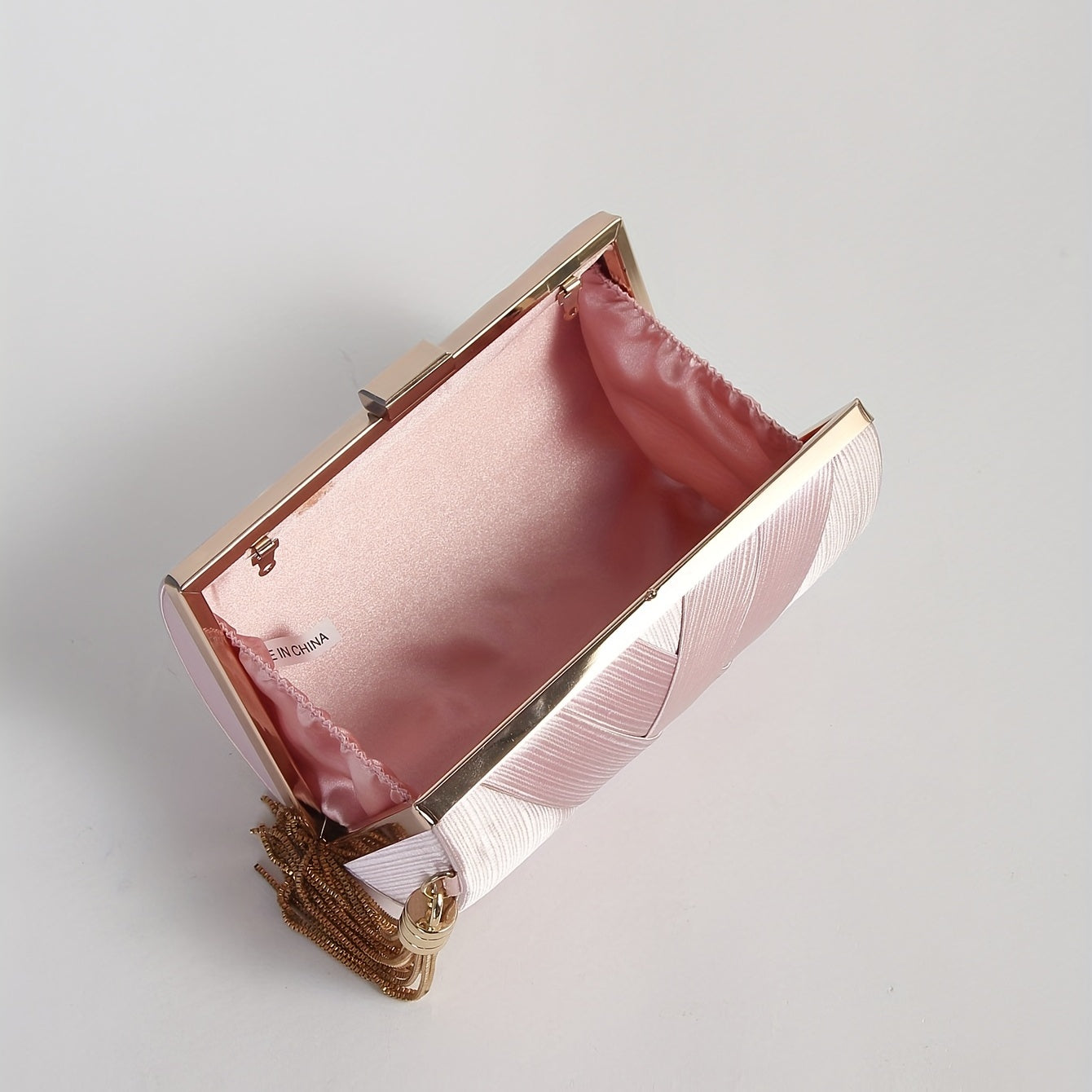 Braided Clutch Wallet for Parties Weddings and Events Champagne Polyester Evening Bag