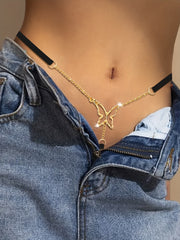 Koʻk rangli jins uslubidagi ichki kiyimlar, sharf bilan va oltin zanjir detallari bilan, naylon elastan, qoʻlda yuvish