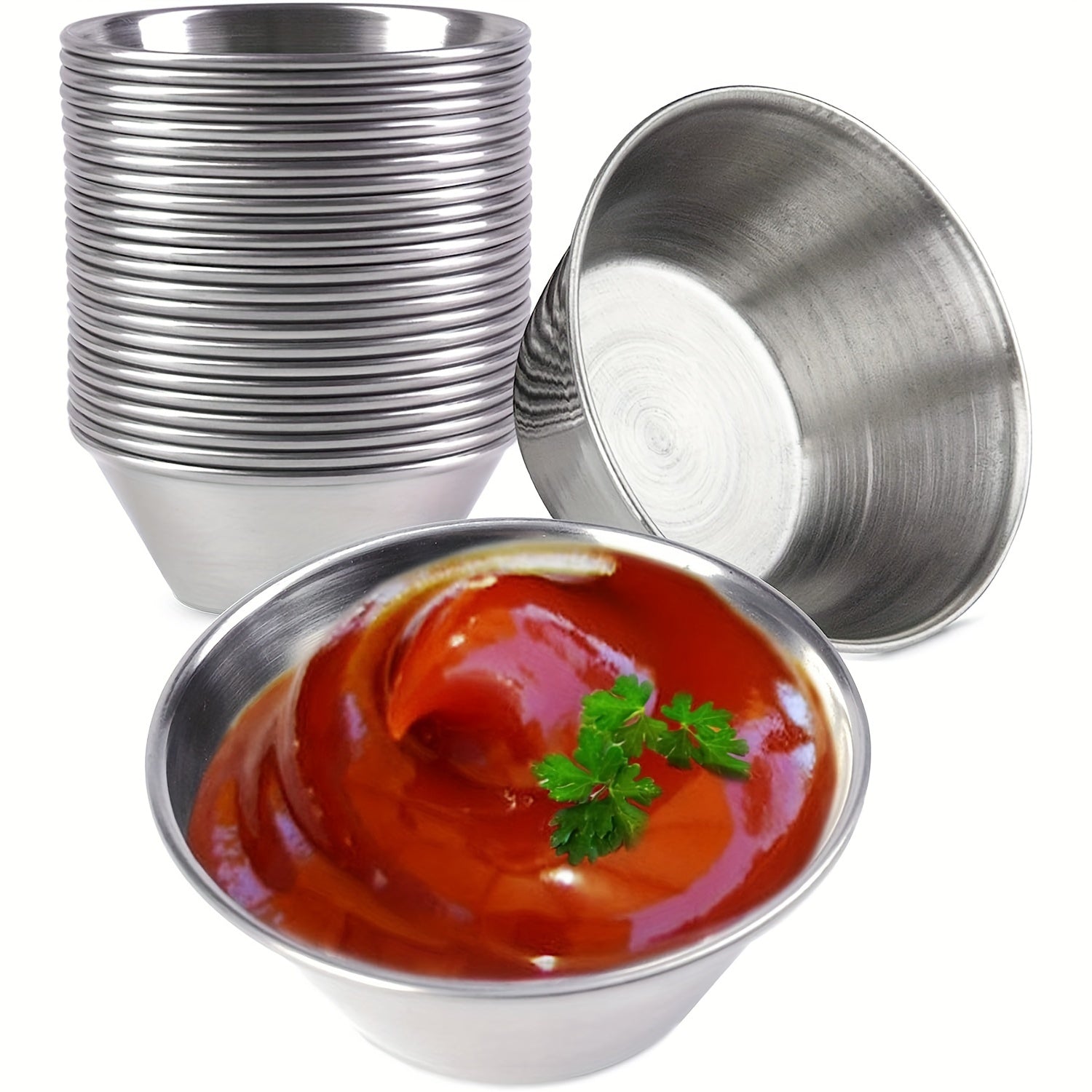 Juego de tazas de acero inoxidable pequeñas para salsas, 6 tamaños