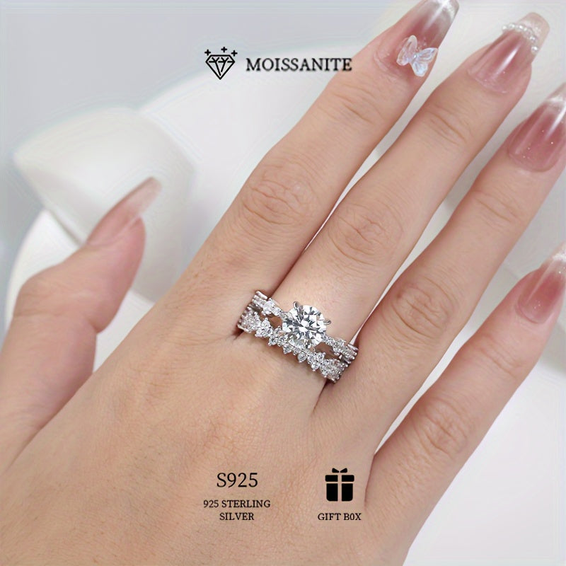 925 стерлинговое серебро, набор из 3-х колец с моиссанитом - элегантный и роскошный символ высокого качества, идеально подходит для вечерних мероприятий и в качестве особого подарка для вашего любимого человека.