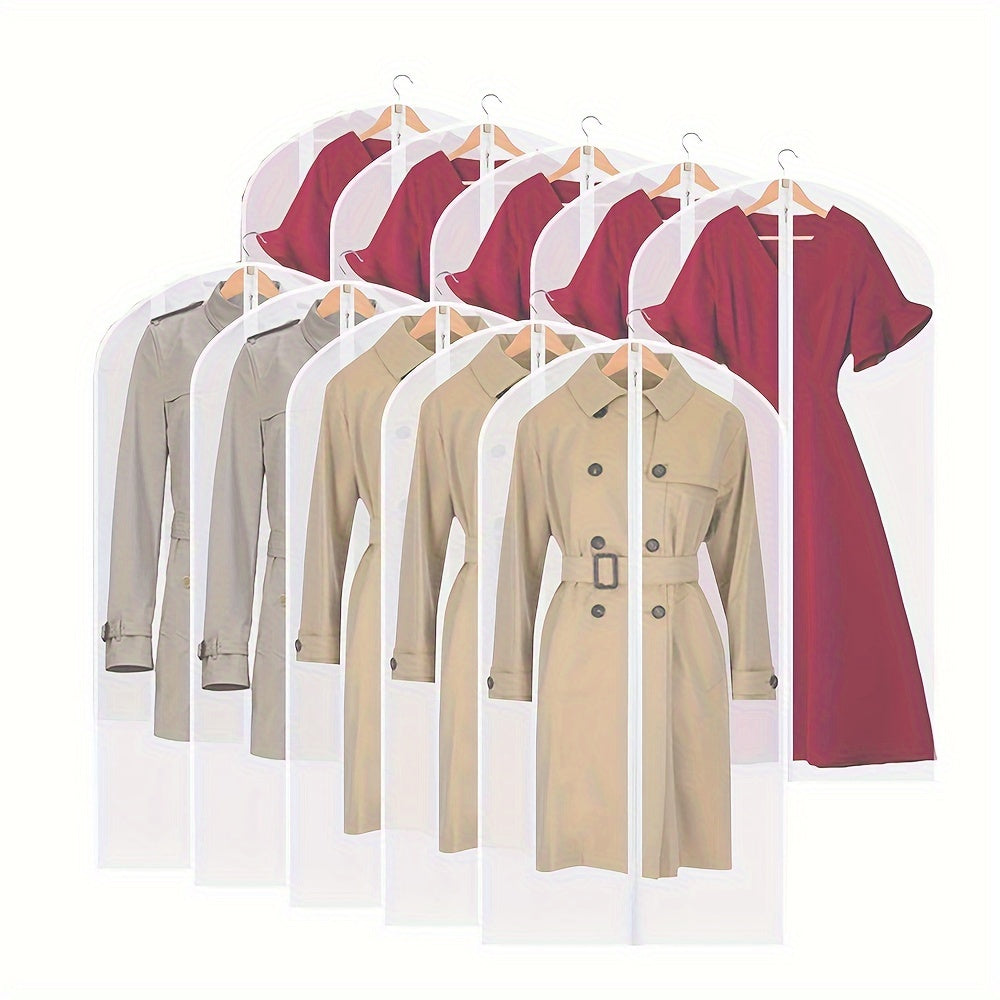 Набор из 10 прозрачных сумок для одежды из PEVA с полным замком, водонепроницаемых, дышащих и для хранения