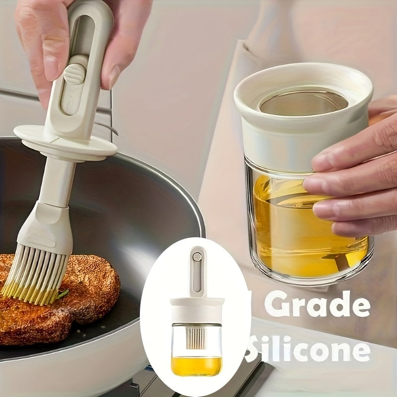 Silicone Oil Brush with Dispenser for BBQ Baking and Outdoor Cooking
