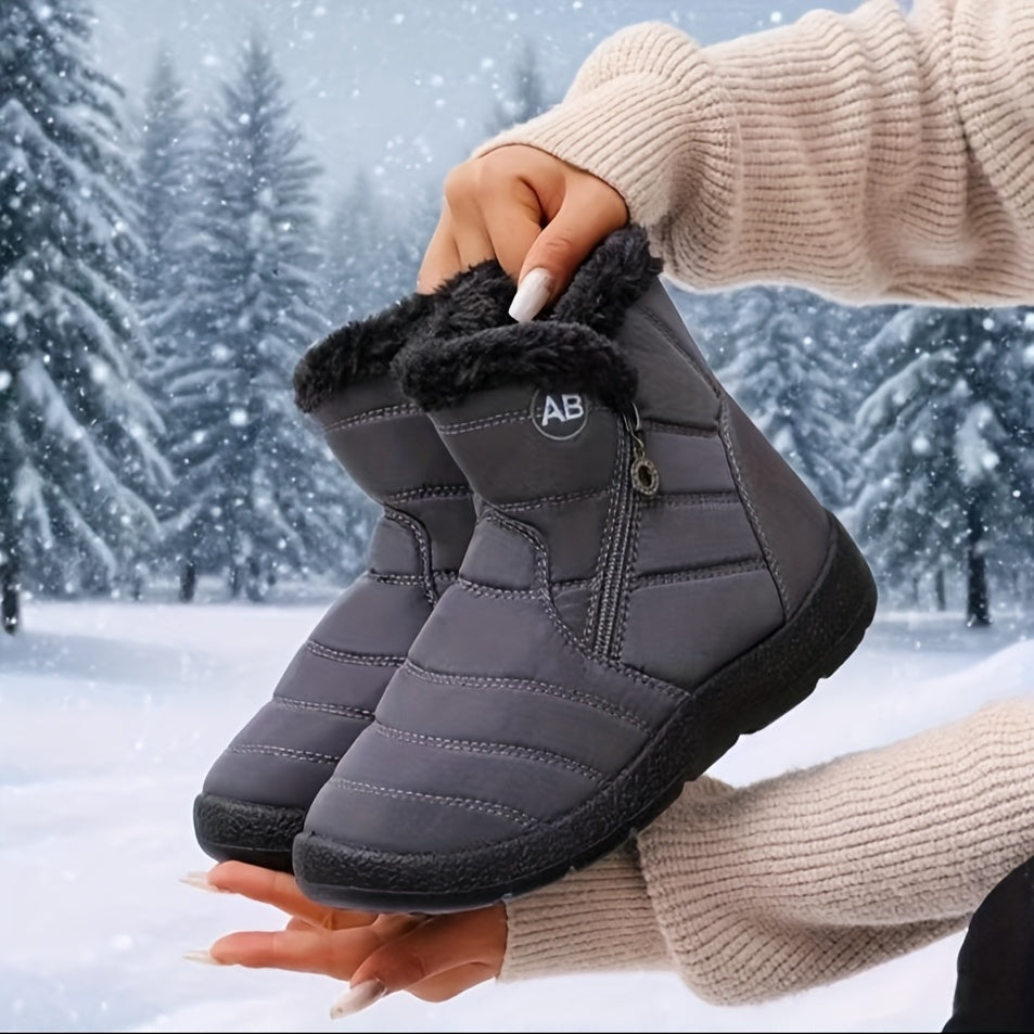 Women's Winter Thick Warm Fleece Short Boots Flat Large Sizes 36-44