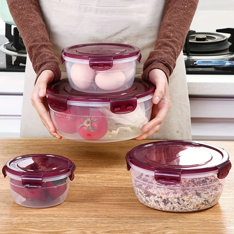 Set of 4 Plastic Food Storage Bowls with Lids Microwave Safe Reusable Kitchen Containers