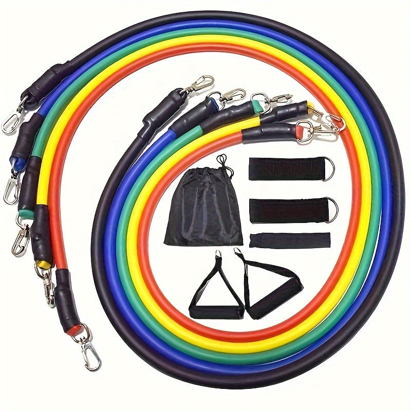 Набор эспандеров из 11 предметов для домашнего спортзала, йоги, пилатеса с ручками, ремнями для лодыжек и дверным якорем