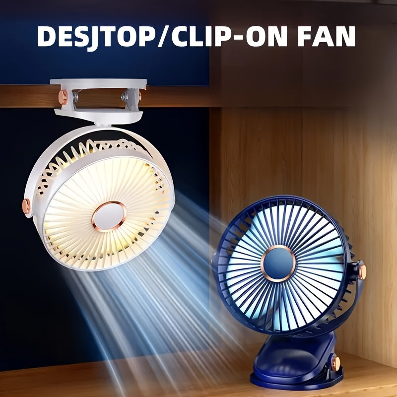 Portable Clip Fan USB Rechargeable Quiet Battery Operated for Camping Travel Desk Outdoor