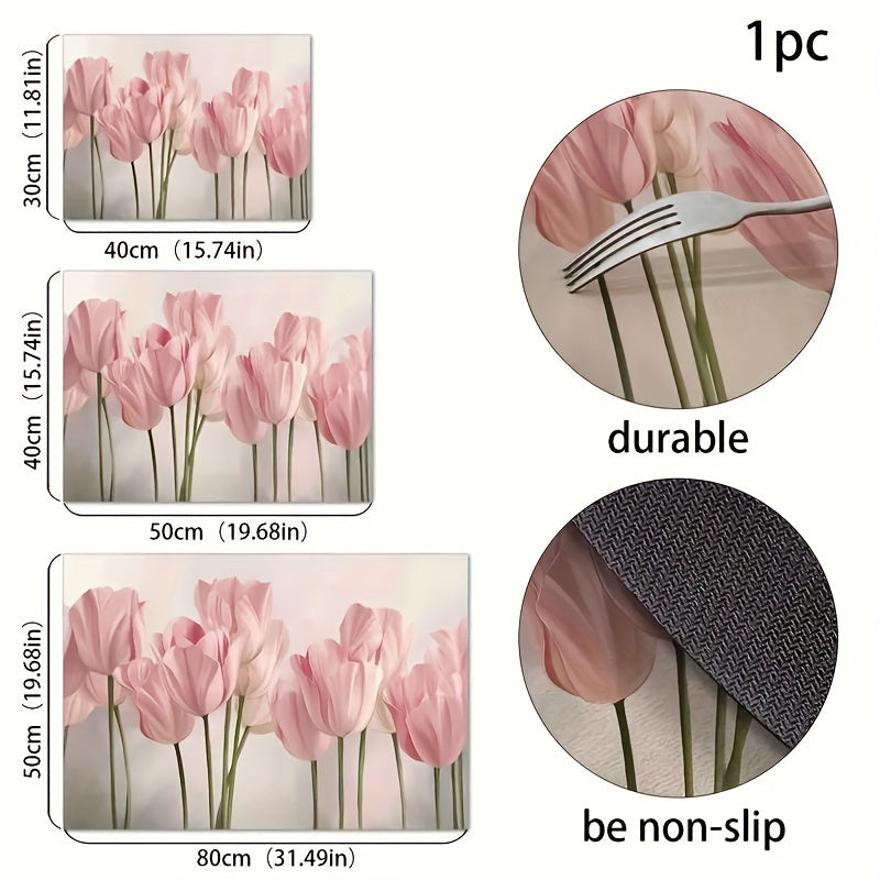 Floral Printed Dish Drying Pad Absorbent Mat for Kitchen Countertop and Bathroom