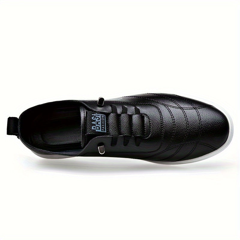 Men's White Slip-On Loafers with Brown Accents Non-Slip Sole and Elastic Laces for Casual Outdoor Wear