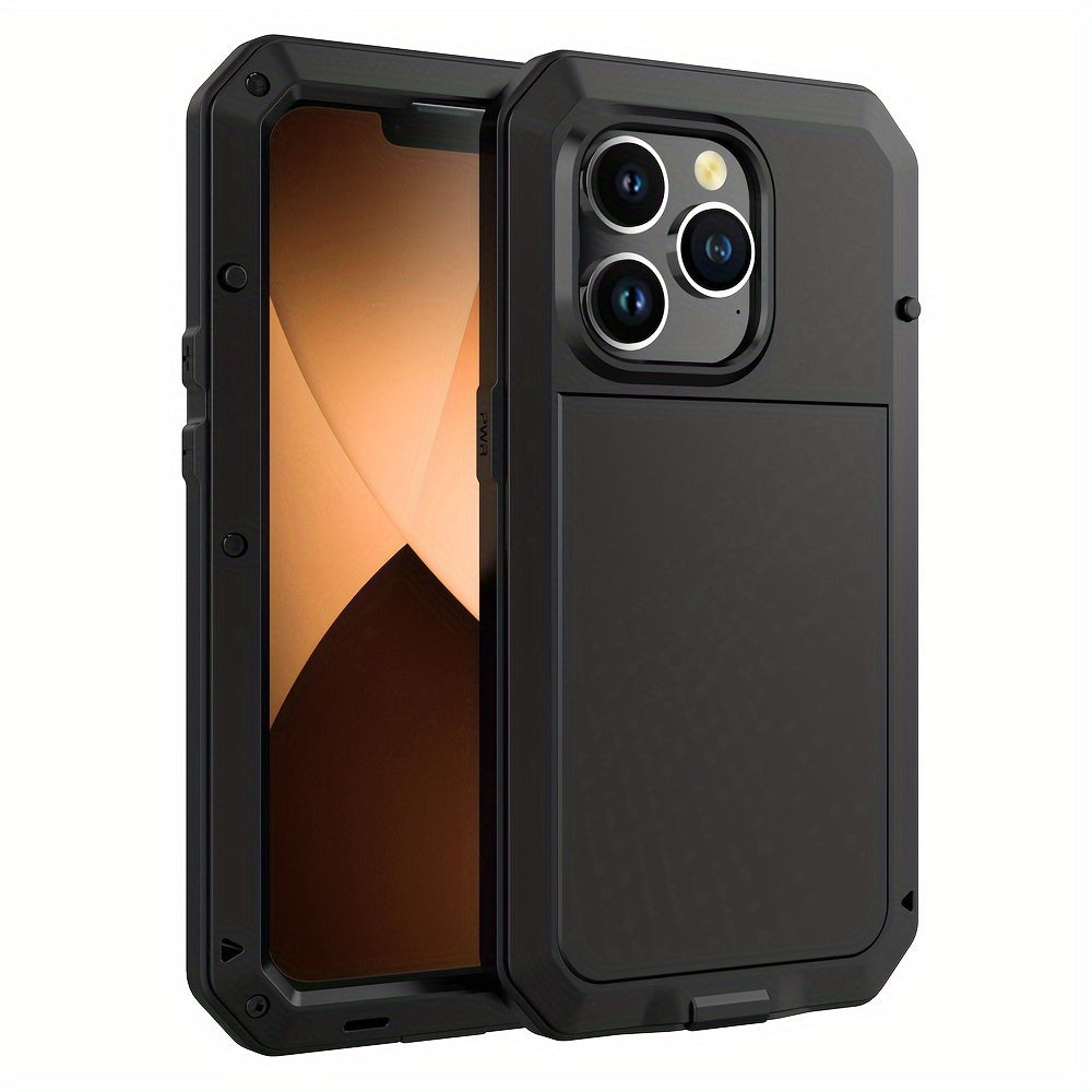 Прочный металлический чехол для телефона с встроенной защитой стеклянного экрана для моделей iPhone