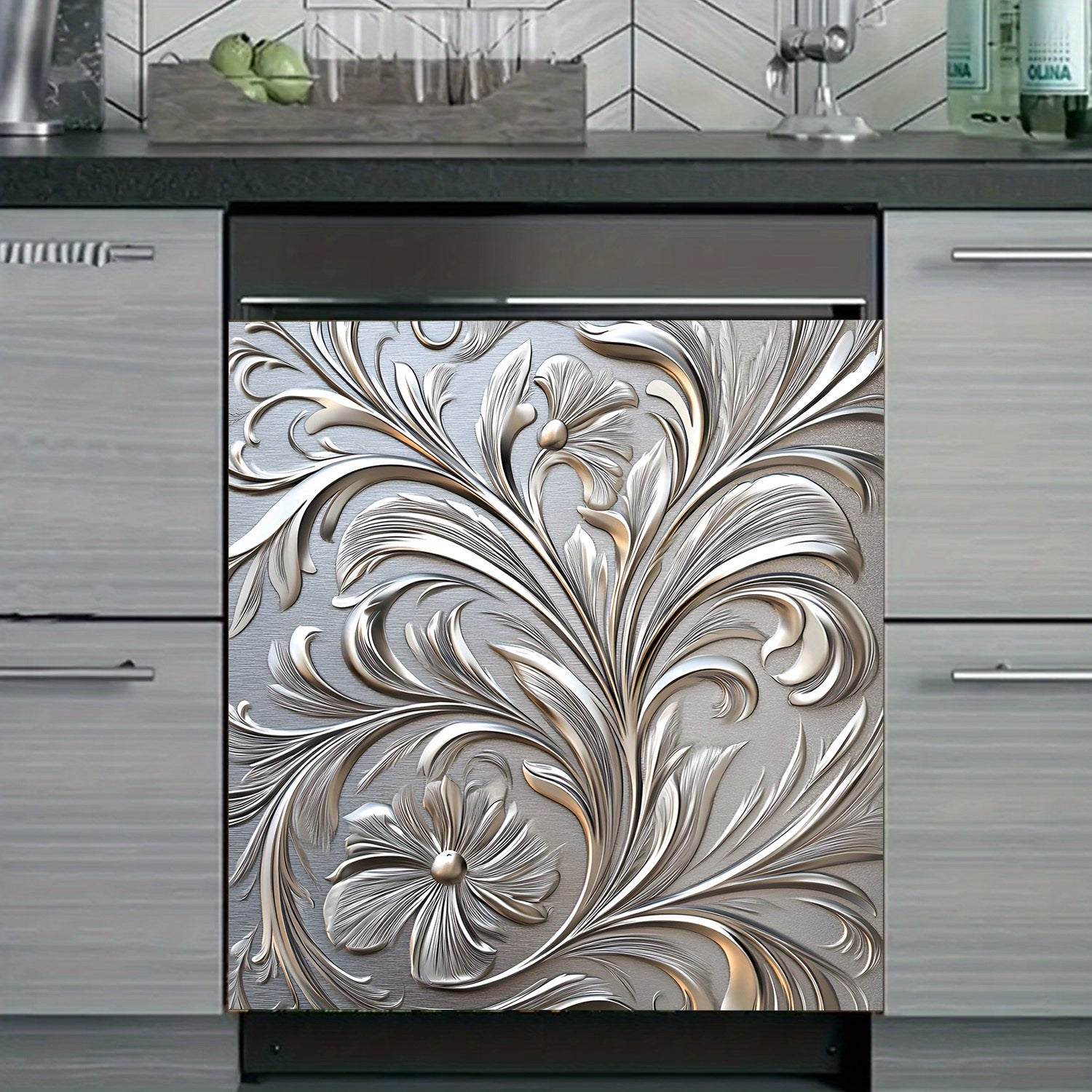 Eurasiyalik gul naqshli idish-tovoq yopishqoq magnit qopqog'i, suv o'tkazmaydigan, issiqlikka chidamli PVC 58.5x65 cm