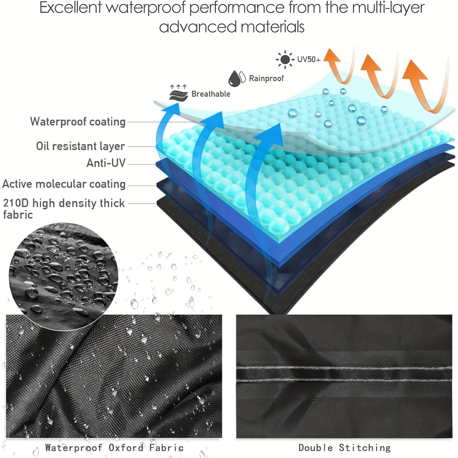 Funda negra para motocicleta 210D Oxford a prueba de viento para bicicletas