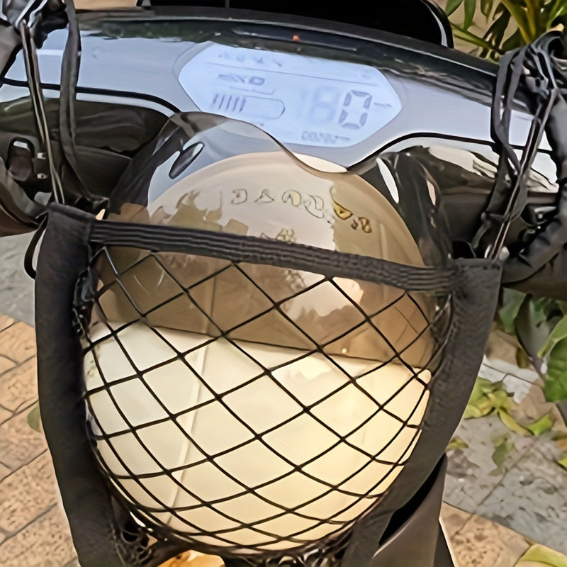 Motorcycle Helmet Cargo Net Organizer with Double Layer and Hooks