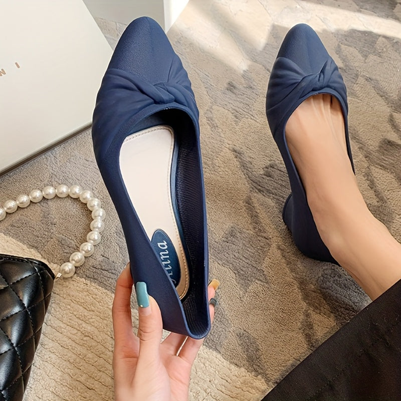 Women's Pointed Toe Flats Black Slip-On Casual Work Shoes