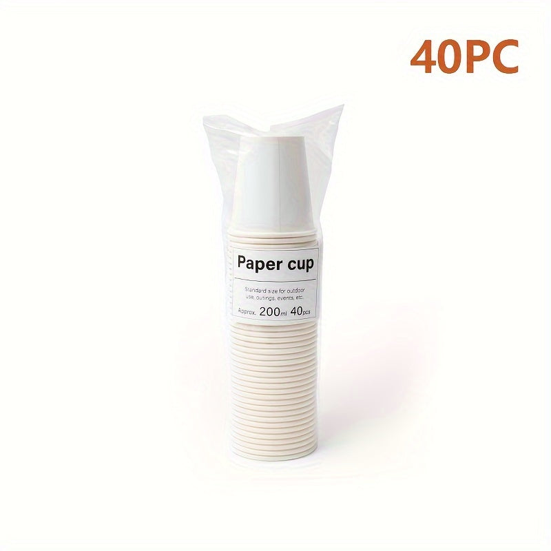 200ml White Disposable Paper Cups Pack of 40 for Hot Cold Drinks