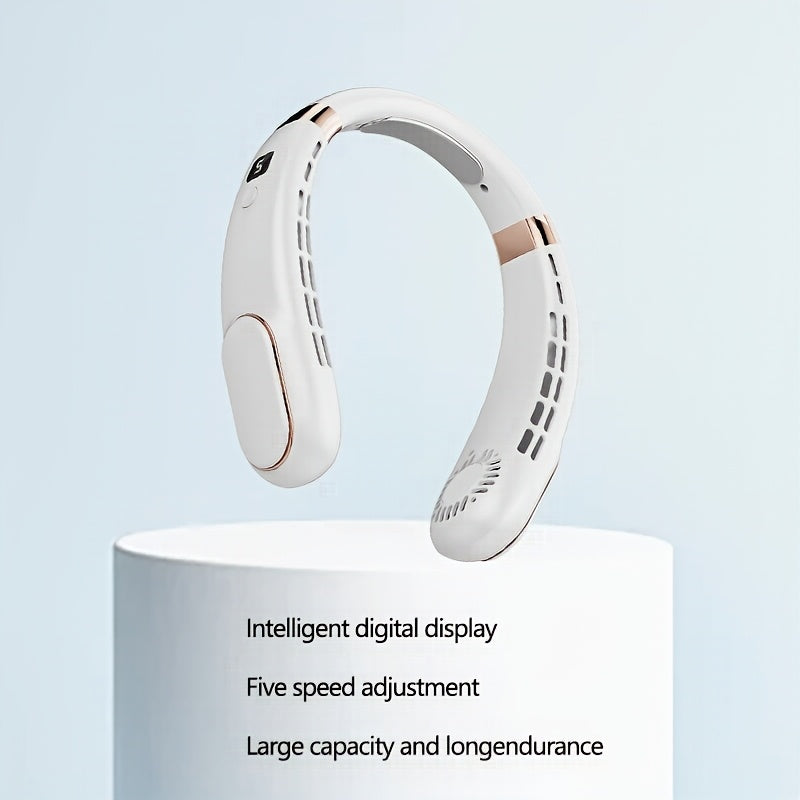 Portable Neck Fan 360° Bladeless Personal Fan USB Rechargeable Adjustable for Indoor Outdoor Use