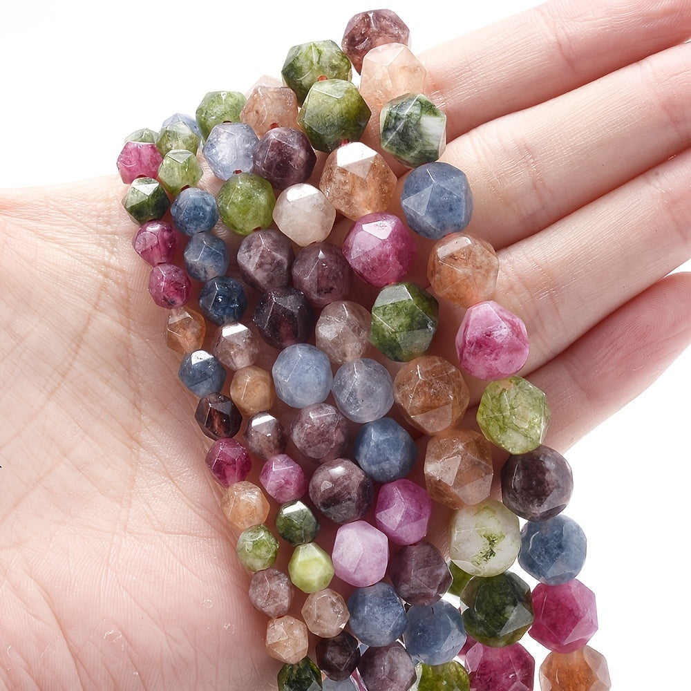 Faceted Tourmaline Beads Natural Stone Jewelry Spacer Beads for Bracelets Necklaces 6/8/10mm