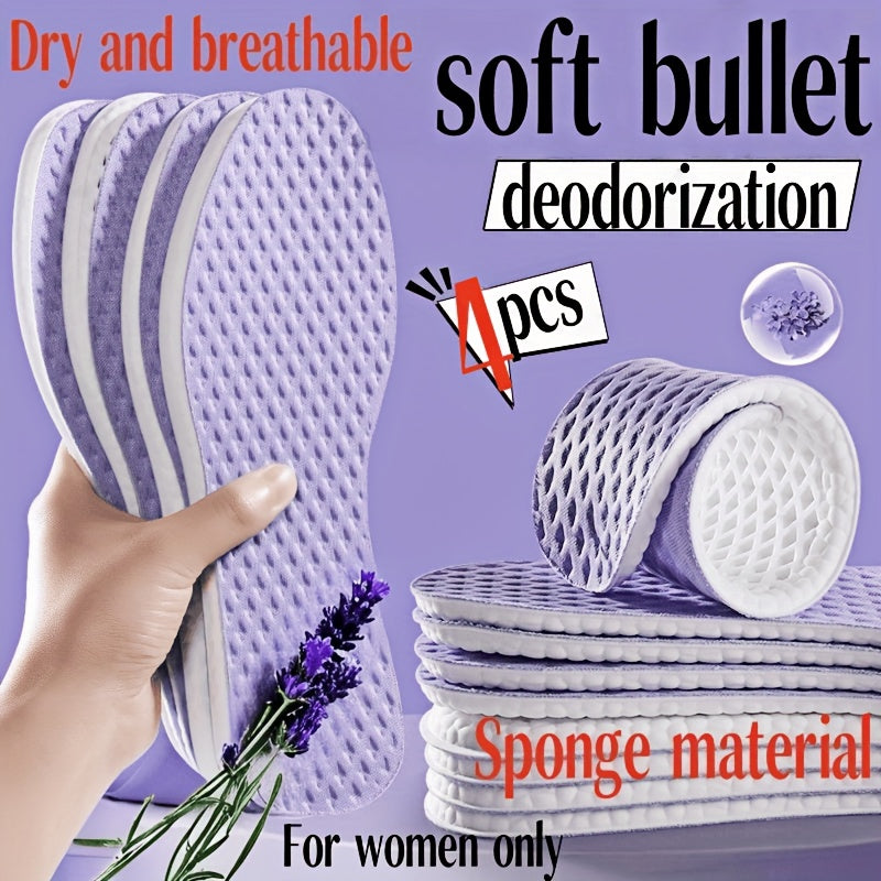 Unisex Sports Insoles Shock Absorbing Breathable Memory Cushioned 4 Pairs