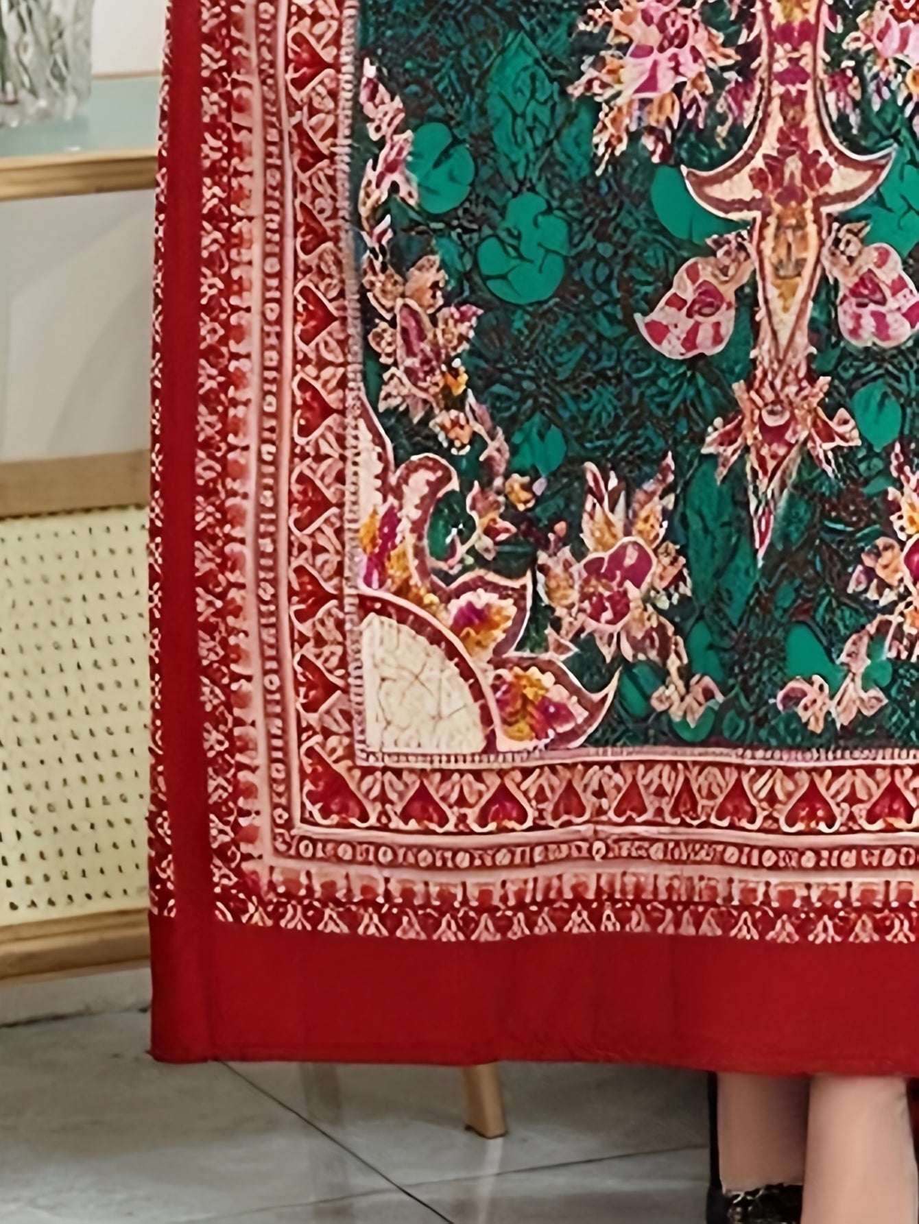 Vestido caftán de tallas grandes para mujer Ramdan con estampado geométrico vibrante, corte suelto y túnica