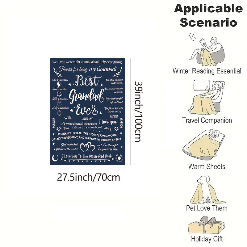 Personalized Throw Blanket for Grandad Soft Cozy Gift from Grandchildren
