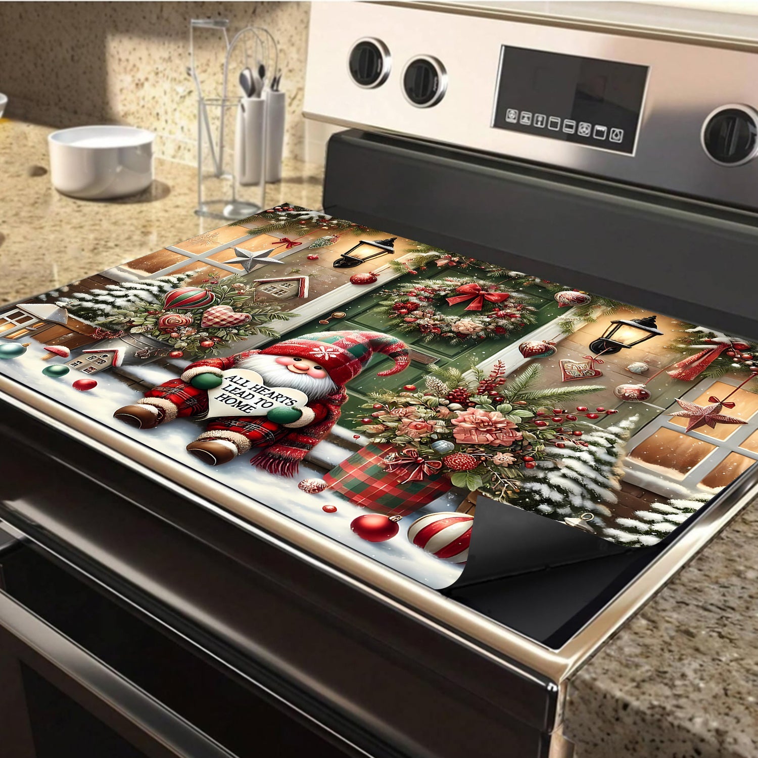 Festive Waterproof Anti-Slip Stove Cover for Electric Glass Cooktops
