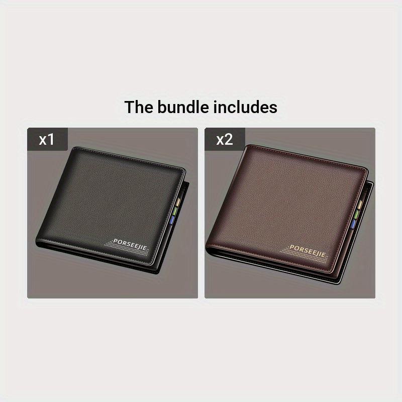 Men's Slim Faux Leather Wallet with Card Slots Large Capacity Bifold Gift
