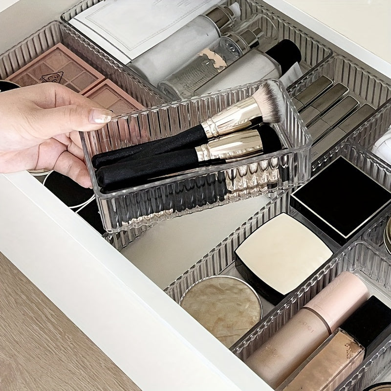 6-Piece Clear PET Cosmetic Organizer Set for Bathroom and Home Storage