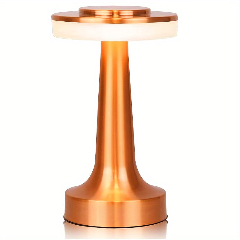 Golden LED Table Lamp Touch Control 3-Level Brightness Rechargeable Metal