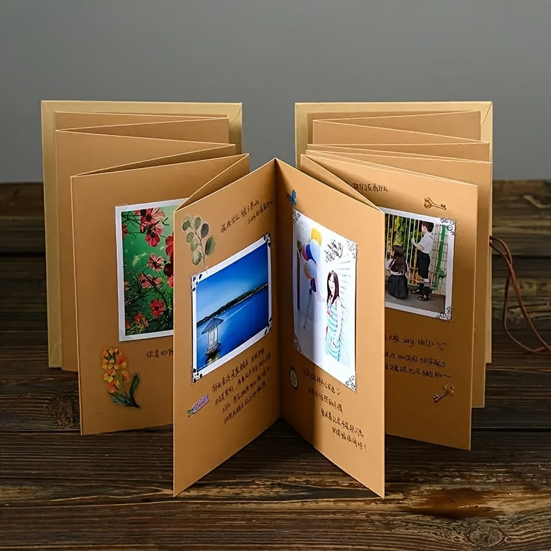 Folded Page DIY Photo Album with Organized Sections for Gift Giving