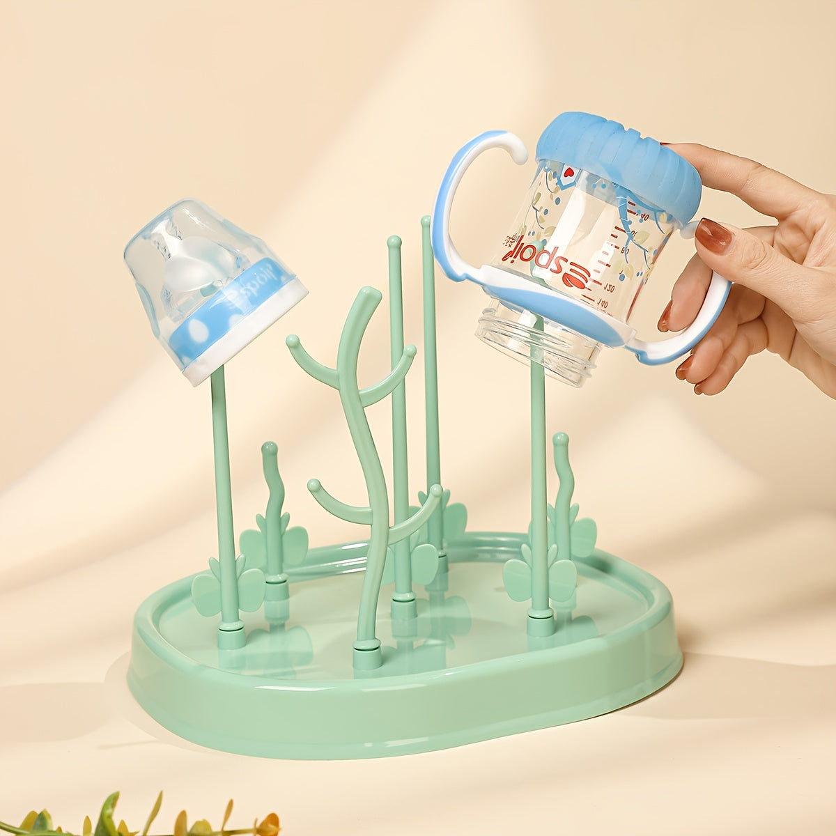 Butterfly Tree-Shaped Bottle Drying Rack PP Material for Baby Feeding Supplies with Drainage and Storage