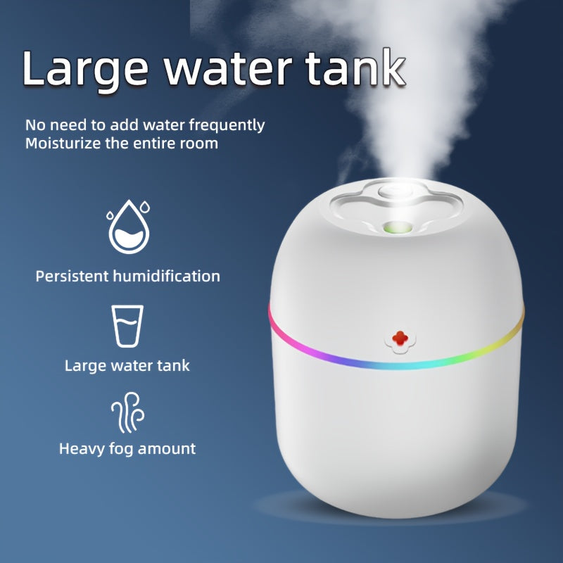 Portativ USB aromaterapiya namlagichi, yotoqxona, yashash xonasi, ofis va avtomobil uchun rang-barang lampali. Batareyasiz ≤36V da ishlaydi.