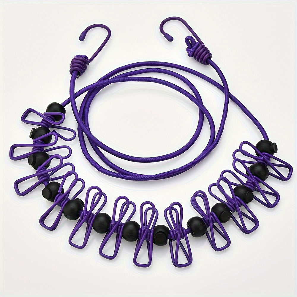 Tendedero retráctil portátil con 12 clips para uso en interiores y exteriores