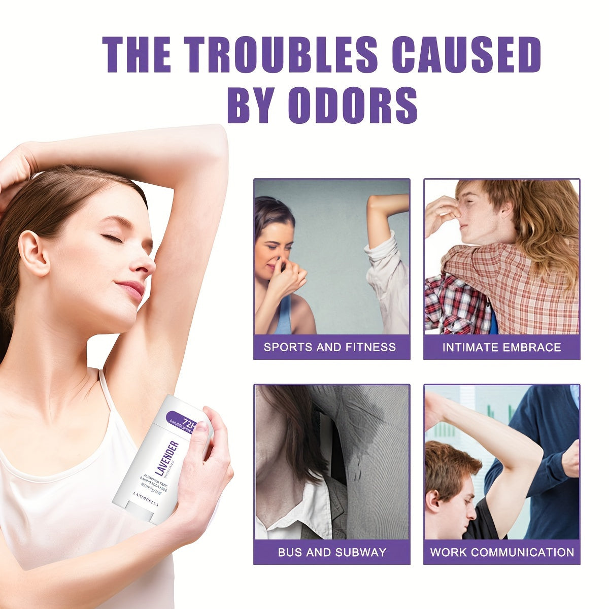 2.6oz Lavanda Deodorant Qalam - Faol turmush tarzlari uchun uzoq muddatli himoya, yangilovchi hid, tinchlantiradi va namlaydi.