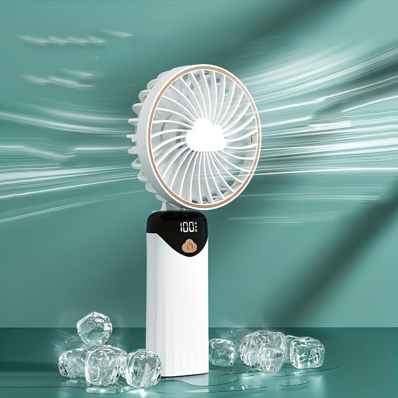 Rechargeable Wearable Fan with 5 Cooling Levels, Foldable, Portable for Travel and Home
