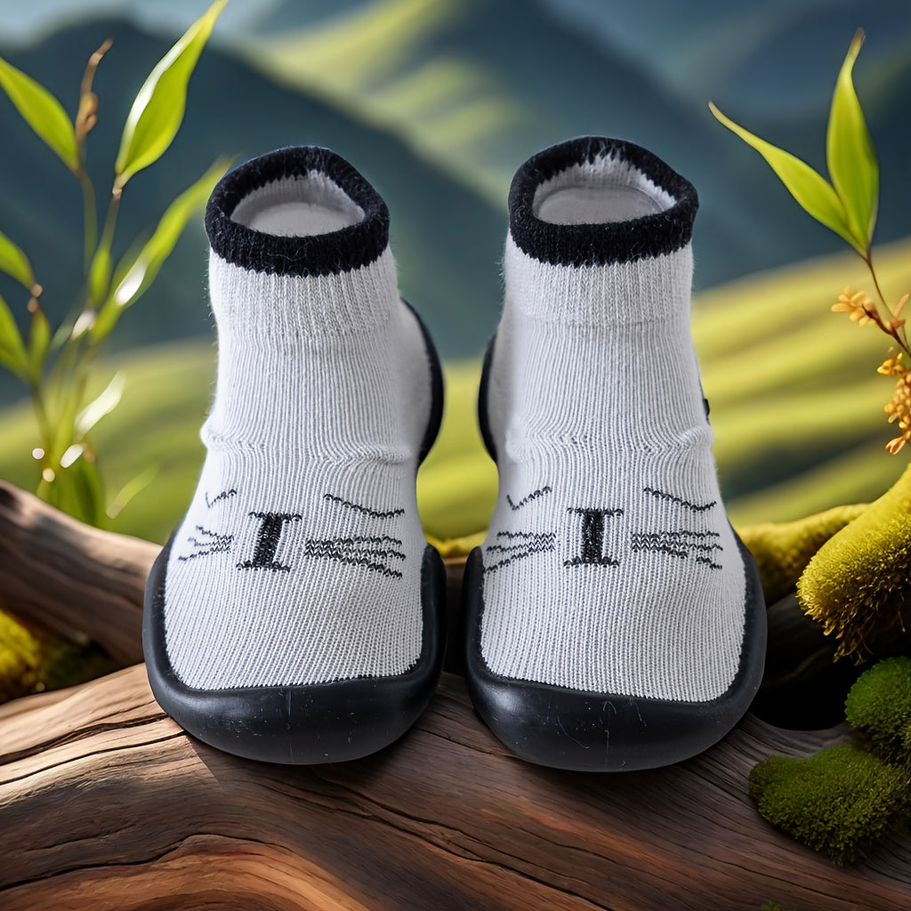 Zapatos transpirables antideslizantes para caminar con cara de animal de dibujos animados para niña y niño pequeño