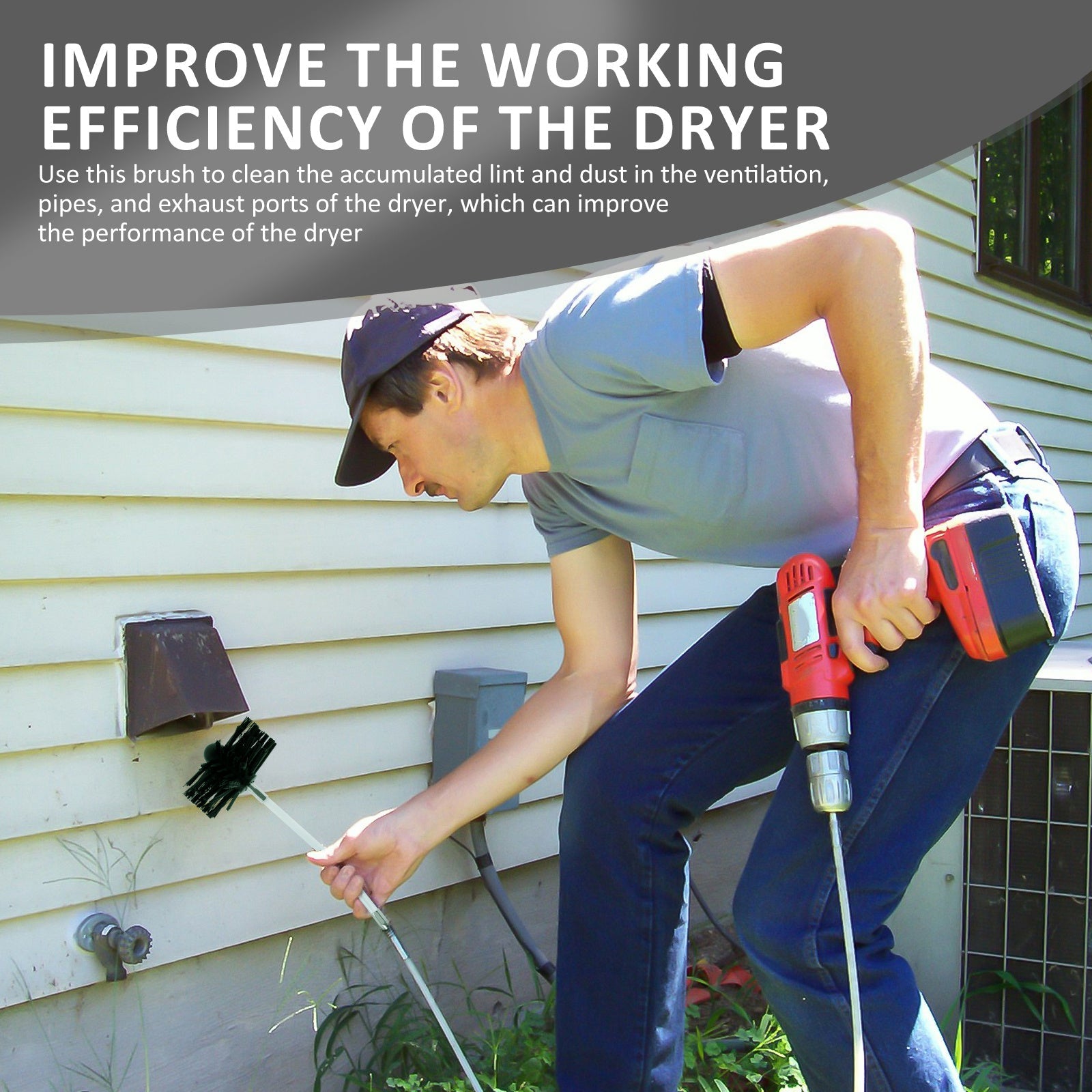 Flexible Chimney Sweep Kit 14 Pieces Nylon Brushes Heat-Resistant Dryer Vent Duct Cleaning