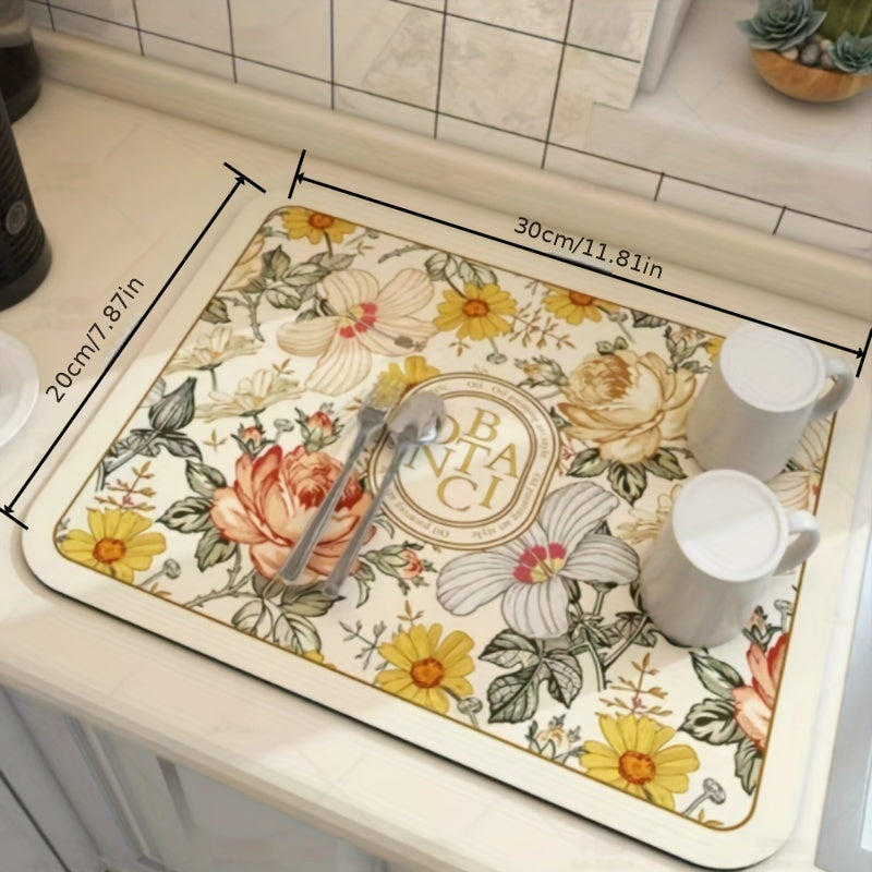 Diatomite Kitchen Drying Mat Non-Slip Washable Heat-Resistant Absorbent Pad