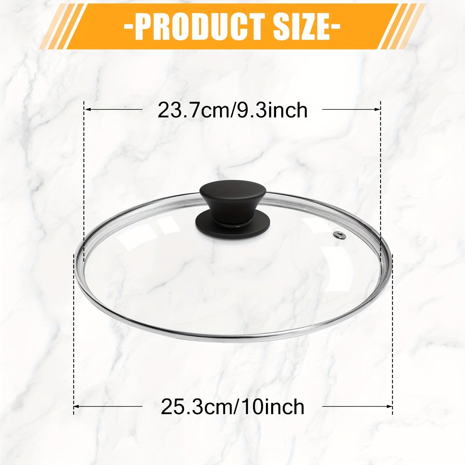 Universal Tempered Glass Lid for Frying Pan Skillet Cast Iron Pot 25.4cm 30.99cm 33.02cm 36.83cm