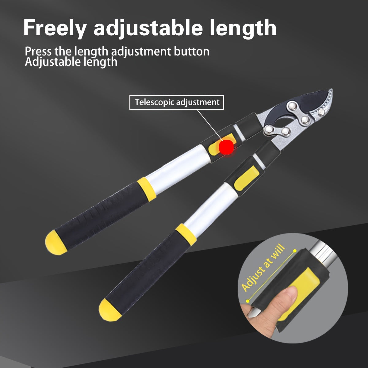 Heavy-Duty Pruning Shears Alloy Steel Blade Retractable Handle for Thick Branches